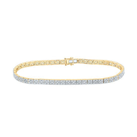 14kt Yellow Gold Men's Diamond Link Bracelet - 4-1/3 Cttw - Top View