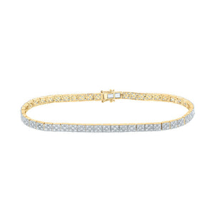 Men's Bracelets | 14kt Yellow Gold Mens Round Diamond Single Row Link Bracelet 4-1/3 Cttw | Splendid Jewellery GND