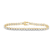 Load image into Gallery viewer, 14kt Yellow Gold Men's Round Diamond Single Row Tennis Bracelet - A Dazzling Delight - Top View