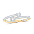 14kt Yellow Gold Men's Diamond Square Cuff Bangle Bracelet - Exquisite Brilliance - Top View