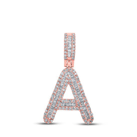 10kt Rose Gold Men's Baguette Diamond A Initial Pendant - 1/2 Cttw - Alternate view 1 from Splendid Jewellery