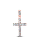 10kt Rose Gold Baguette and Round Diamond Cross Pendant - 1-3/4 Cttw - Alternate view 1 from Splendid Jewellery