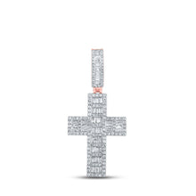 Load image into Gallery viewer, 10kt Rose Gold Baguette and Round Diamond Cross Pendant - 1-5/8 Cttw - Alternate view 1 from Splendid Jewellery