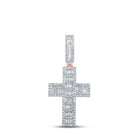 10kt Rose Gold Baguette and Round Diamond Cross Pendant - 1-5/8 Cttw - Alternate view 1 from Splendid Jewellery