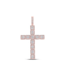 Load image into Gallery viewer, 10kt Rose Gold Baguette and Round Diamond Cross Pendant - 4-5/8 Cttw - Alternate view 1 from Splendid Jewellery
