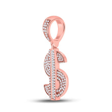 Load image into Gallery viewer, 10kt Rose Gold Baguette and Round Diamond Dollar Sign Pendant - 5/8 Cttw - Alternate view 2 from Splendid Jewellery