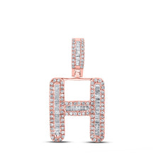 Load image into Gallery viewer, 10kt Rose Gold Men&#39;s Baguette Diamond H Initial Pendant - 1/2 Cttw - Alternate view 1 from Splendid Jewellery