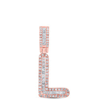 Load image into Gallery viewer, 10kt Rose Gold Men&#39;s Baguette Diamond L Initial Pendant - 1/3 Cttw | Splendid Jewellery - Alternate view 1 from Splendid Jewellery