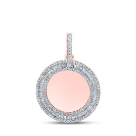 10kt Rose Gold Baguette and Round Diamond Memory Circle Charm Pendant - 1-1/2 Cttw - Alternate view 1 from Splendid Jewellery