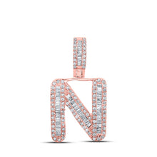 Load image into Gallery viewer, 10kt Rose Gold Baguette Diamond N Initial Pendant for Men - 1/2 Cttw - Alternate view 1 from Splendid Jewellery