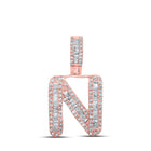 10kt Rose Gold Baguette Diamond N Initial Pendant for Men - 1/2 Cttw - Alternate view 1 from Splendid Jewellery