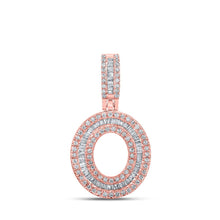 Load image into Gallery viewer, 10kt Rose Gold Men&#39;s Baguette Diamond O Initial Pendant - 1/2 Cttw - Alternate view 1 from Splendid Jewellery