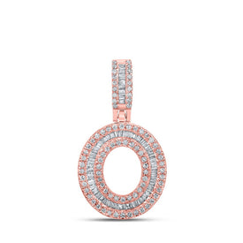 10kt Rose Gold Men's Baguette Diamond O Initial Pendant - 1/2 Cttw - Alternate view 1 from Splendid Jewellery