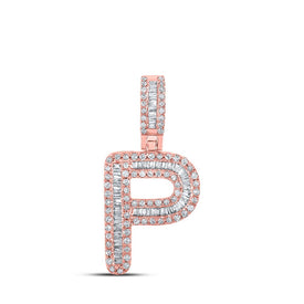 10kt Rose Gold Baguette Diamond P Initial Pendant - Masculine Elegance at its Finest - Alternate view 1 from Splendid Jewellery