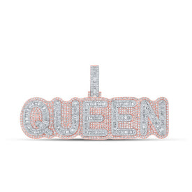 10kt Rose Gold Baguette Diamond QUEEN Charm Pendant - 7-3/8 Cttw - Alternate view 1 from Splendid Jewellery