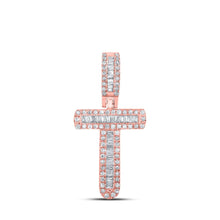 Load image into Gallery viewer, 10kt Rose Gold Baguette Diamond T Initial Pendant for Men - 1/3 Cttw - Alternate view 1 from Splendid Jewellery