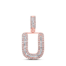 Load image into Gallery viewer, 10kt Rose Gold Men&#39;s Baguette Diamond U Initial Letter Pendant - 3/8 Cttw - Splendid Jewellery - Alternate view 1 from Splendid Jewellery