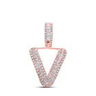 10kt Rose Gold Baguette Diamond V Initial Pendant - 3/8 Cttw | Men's Diamond Charm Pendant | Splendid Jewellery - Alternate view 1 from Splendid Jewellery