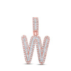 10kt Rose Gold Baguette Diamond W Initial Letter Pendant - Stunning Men's Charm - Alternate view 1 from Splendid Jewellery