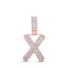 Load image into Gallery viewer, 10kt Rose Gold Men&#39;s Baguette Diamond X Initial Letter Pendant - 3/8 Cttw | Splendid Jewellery - Alternate view 1 from Splendid Jewellery