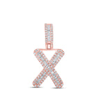 10kt Rose Gold Men's Baguette Diamond X Initial Letter Pendant - 3/8 Cttw | Splendid Jewellery - Alternate view 1 from Splendid Jewellery