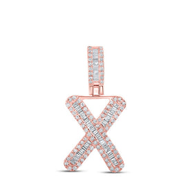 10kt Rose Gold Men's Baguette Diamond X Initial Letter Pendant - 3/8 Cttw | Splendid Jewellery - Alternate view 1 from Splendid Jewellery