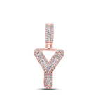 10kt Rose Gold Baguette Diamond Y Initial Pendant - 1/3 Cttw Men's Charm Necklace - Alternate view 1 from Splendid Jewellery
