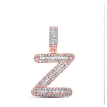 Load image into Gallery viewer, 10kt Rose Gold Men&#39;s Baguette Diamond Z Initial Pendant - 1/2 Cttw | Splendid Jewellery - Alternate view 1 from Splendid Jewellery