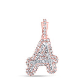10kt Rose Gold Men's Round Diamond A Initial Letter Charm Pendant 1/5 Cttw - Distinguished Elegance - Alternate view 1 from Splendid Jewellery