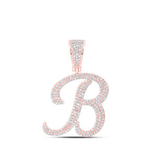 Load image into Gallery viewer, 10kt Rose Gold Mens Round Diamond B Initial Letter Charm Pendant 1 Cttw - Alternate view 1 from Splendid Jewellery