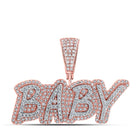 10kt Rose Gold Men's Round Diamond BABY Charm Pendant - Exquisite Jewelry - Alternate view 1 from Splendid Jewellery