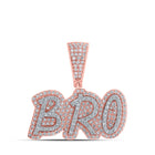 10kt Rose Gold Mens Round Diamond BRO Charm Pendant 5/8 Cttw - Alternate view 1 from Splendid Jewellery