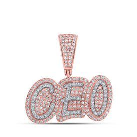 10kt Rose Gold Men's Diamond CEO Charm Pendant - A Dazzling Statement Piece - Alternate view 1 from Splendid Jewellery