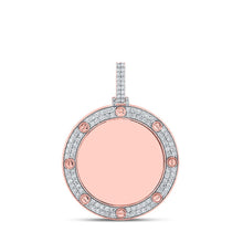 Load image into Gallery viewer, 10kt Rose Gold Men&#39;s Round Diamond Circle Memory Charm Pendant - 2 Cttw | Splendid Jewellery - Alternate view 1 from Splendid Jewellery
