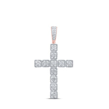 Load image into Gallery viewer, 10kt Rose Gold Men&#39;s Diamond Cross Charm Pendant - 1.5 Carat Total Weight - Alternate view 1 from Splendid Jewellery