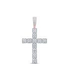 10kt Rose Gold Men's Diamond Cross Charm Pendant - 1.5 Carat Total Weight - Alternate view 1 from Splendid Jewellery