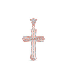 Load image into Gallery viewer, 10kt Rose Gold Men&#39;s Diamond Cross Charm Pendant - Stunning 2-3/4 Cttw Jewelry Piece - Alternate view 1 from Splendid Jewellery