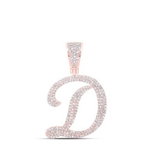 Load image into Gallery viewer, 10kt Rose Gold Men&#39;s Diamond Initial Charm Pendant - 1 Cttw | Splendid Jewellery - Alternate view 1 from Splendid Jewellery