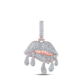 10kt Rose Gold Men's Diamond Dripping Lips Charm Pendant - 3-1/5 Cttw - Alternate view 1 from Splendid Jewellery