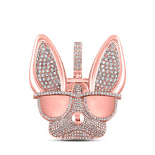 Load image into Gallery viewer, 10kt Rose Gold Men&#39;s Round Diamond French Bulldog Glasses Charm Pendant - 6 Cttw | Splendid Jewellery - Alternate view 1 from Splendid Jewellery