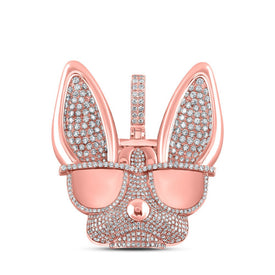 10kt Rose Gold Men's Round Diamond French Bulldog Glasses Charm Pendant - 6 Cttw | Splendid Jewellery - Alternate view 1 from Splendid Jewellery