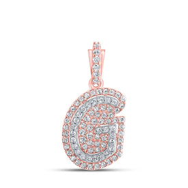 10kt Rose Gold Men's Diamond G Initial Letter Charm Pendant - 1/5 Cttw - Splendid Jewellery - Alternate view 1 from Splendid Jewellery