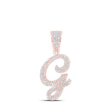 Load image into Gallery viewer, 10kt Rose Gold Men&#39;s Round Diamond G Initial Letter Charm Pendant - 7/8 Cttw - Alternate view 1 from Splendid Jewellery