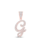 10kt Rose Gold Men's Round Diamond G Initial Letter Charm Pendant - 7/8 Cttw - Alternate view 1 from Splendid Jewellery