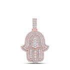 10kt Rose Gold Men's Round Diamond Hamsa Charm Pendant - Captivating Brilliance - Alternate view 1 from Splendid Jewellery