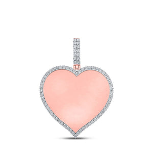 Men's Diamond Charm Pendant | 10kt Rose Gold Mens Round Diamond Heart Charm Pendant 1/5 Cttw | Splendid Jewellery GND