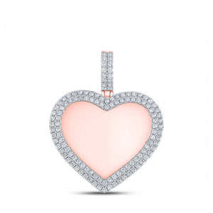 Men's Diamond Charm Pendant | 10kt Rose Gold Mens Round Diamond Heart Charm Pendant 2 Cttw | Splendid Jewellery GND