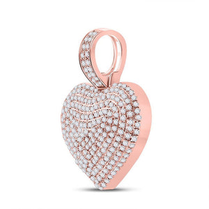 Men's Diamond Charm Pendant | 10kt Rose Gold Mens Round Diamond Heart Charm Pendant 3/4 Cttw | Splendid Jewellery GND
