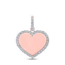 Load image into Gallery viewer, 10kt Rose Gold Men&#39;s Round Diamond Heart Memory Charm Pendant 1/10 Cttw - A Timeless Treasure - Alternate view 1 from Splendid Jewellery