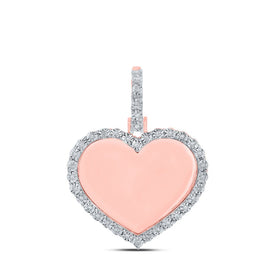 10kt Rose Gold Men's Round Diamond Heart Memory Charm Pendant 1/10 Cttw - A Timeless Treasure - Alternate view 1 from Splendid Jewellery